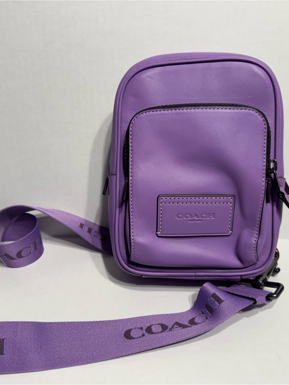 Coach Lavender Leather Crossbody Belt Bag for Men